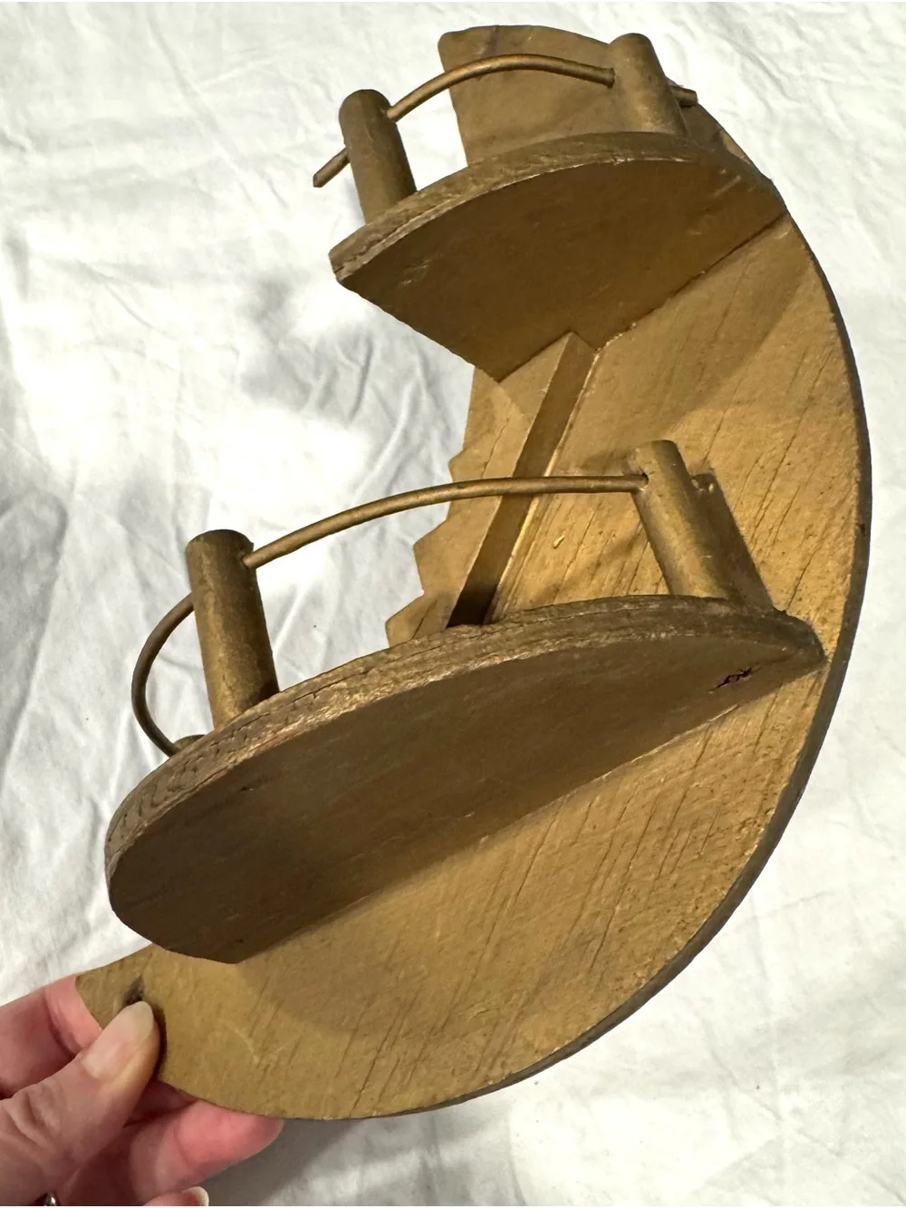 Vintage Gold Crescent Moon Stairway Wall Shelf Accent
